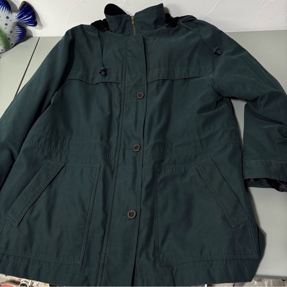 Westbound Women's Large Green Coat Lined Hooded Zip Button Winter FLAW - Picture 4 of 12